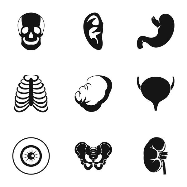 Set de iconos de órganos humanos, estilo simple — Vector de stock