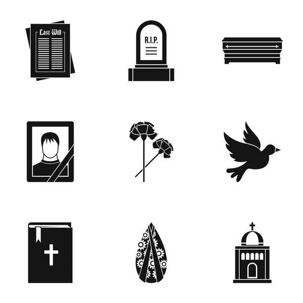Death icons set, simple style — Stock Vector