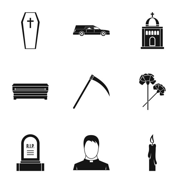 Смерть человека иконы набор, простой стиль
