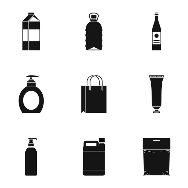 Ensemble d'icônes d'emballage, style simple — Image vectorielle