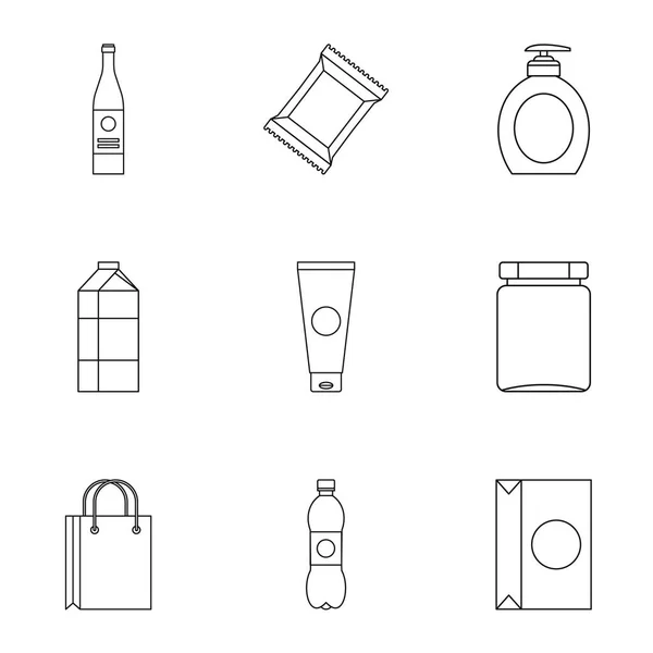 Set di icone di imballaggio, stile contorno — Vettoriale Stock