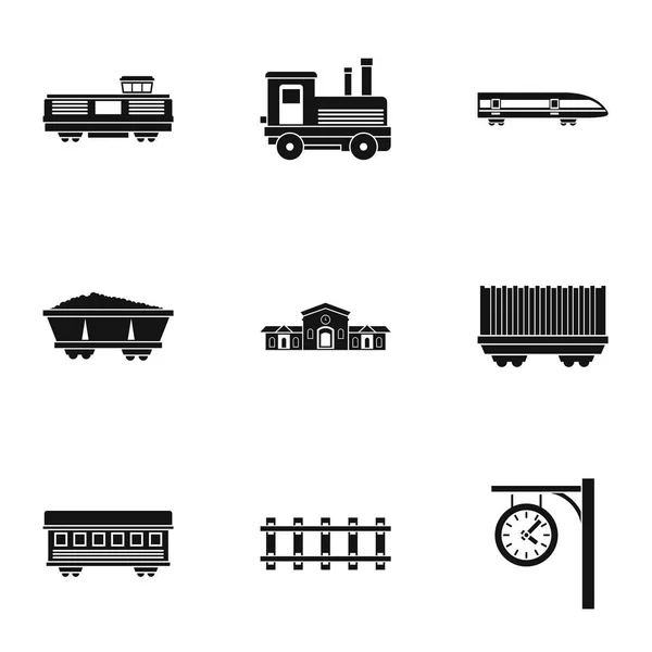 Train icons set, simple style — Stock Vector