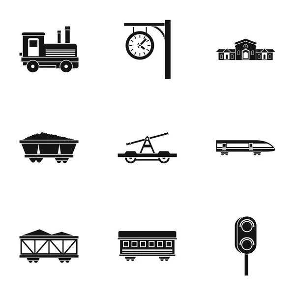 Conjunto de iconos de tren eléctrico, estilo simple — Vector de stock