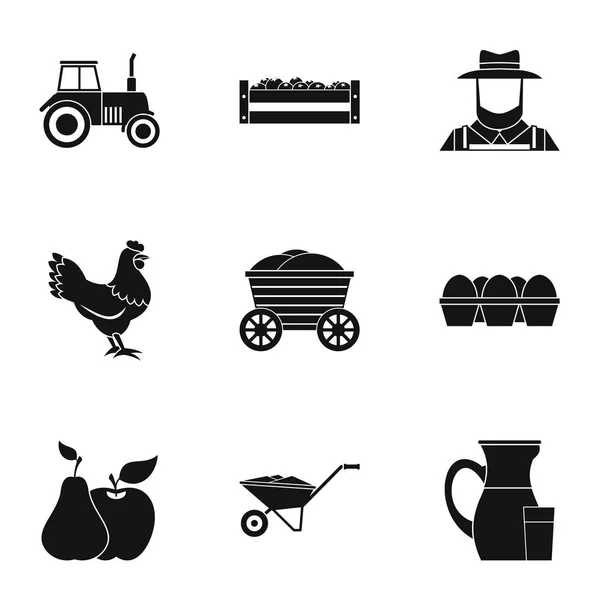Набор иконок для сельского хозяйства, простой стиль — стоковый вектор