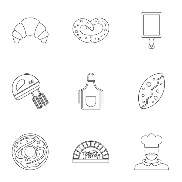 Kuchen Icons setzen, umreißen Stil — Stockvektor