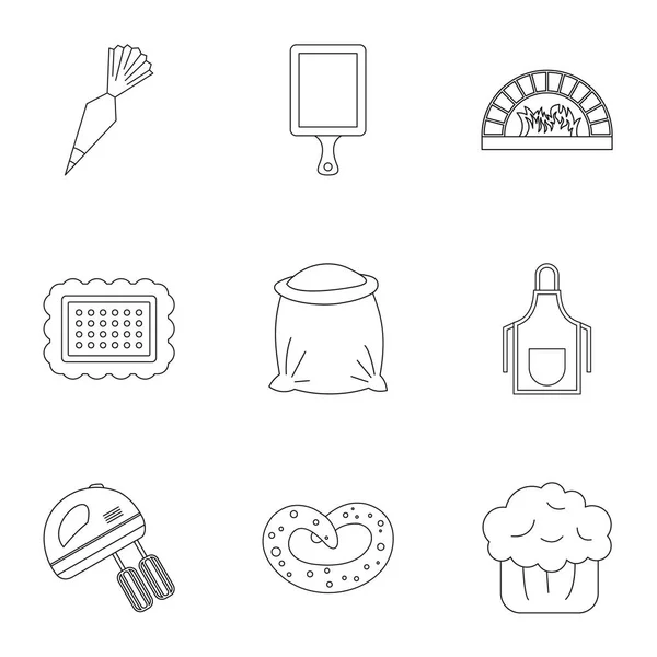 Patisserie icons set, outline style — Stock Vector