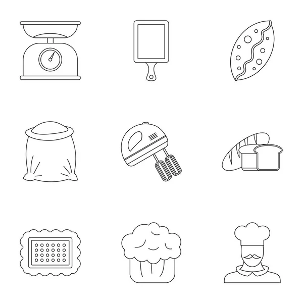 Набор иконок для выпечки, стиль контура — стоковый вектор