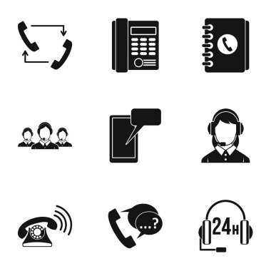 Online Konsültasyon Icons set, basit tarzı