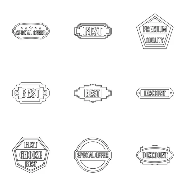 Tag icons set, outline style — Stock Vector
