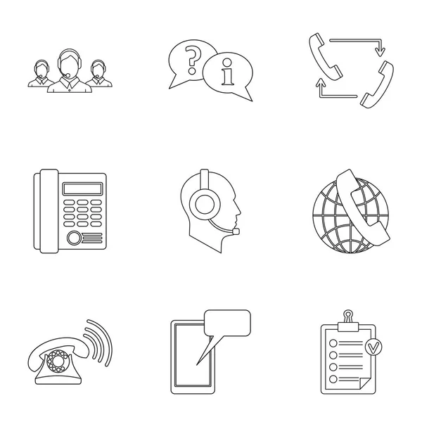 Conjunto de iconos de soporte en línea, estilo de esquema — Archivo Imágenes Vectoriales