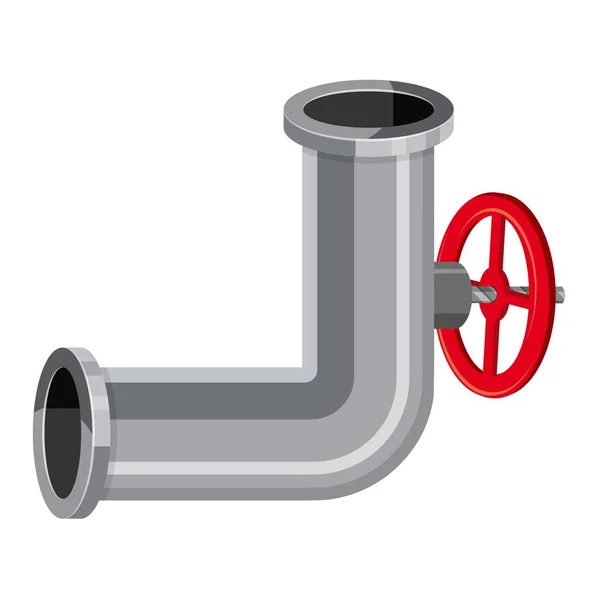 Pipeline-Stück mit Ventil-Symbol, Cartoon-Stil — Stockvektor