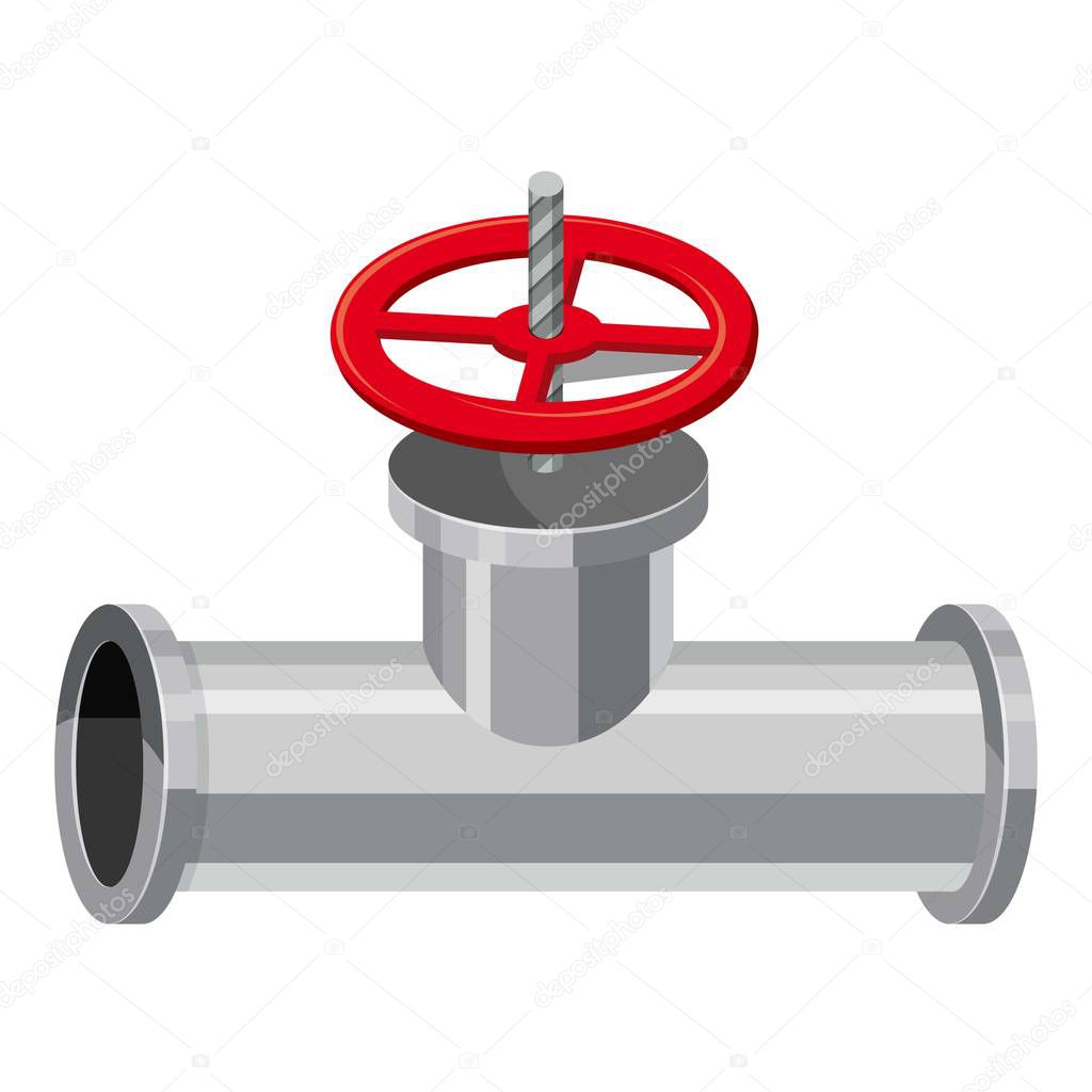Pipe with a valve icon, cartoon style