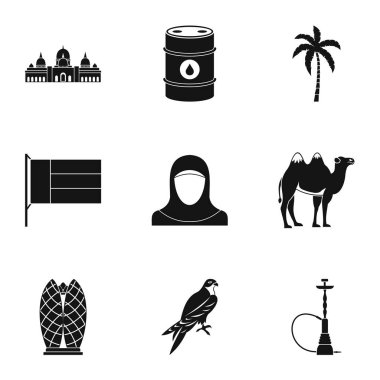 BAE ülke Icons set, basit tarzı