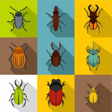 Böcekleri Icons set tarama, düz stil