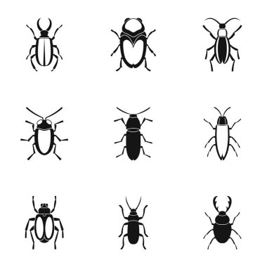 Gezinme böcekleri Icons set, basit tarzı