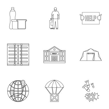 İnsanlar kaçaklar Icons set, anahat stili