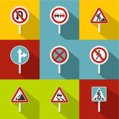 İşareti uyarı Icons set, düz stil