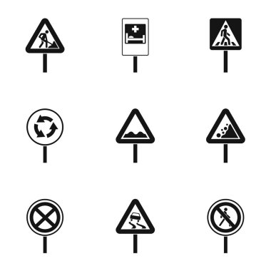 Yol işareti Icons set, basit tarzı
