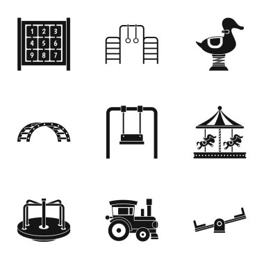 Bebek salıncak Icons set, basit tarzı