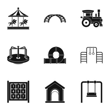 Çocuk Oyunları Icons set, basit tarzı