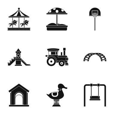 Çocuk Oyunları Icons set, basit tarzı