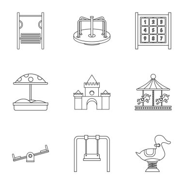 Çocuk Oyunları Icons set, anahat stili