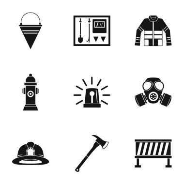 Yangın Icons set, basit tarzı koruma