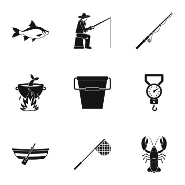 Avcılık balık simgeler kümesi, basit tarzı için
