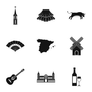 İspanya Icons set, basit tarzı
