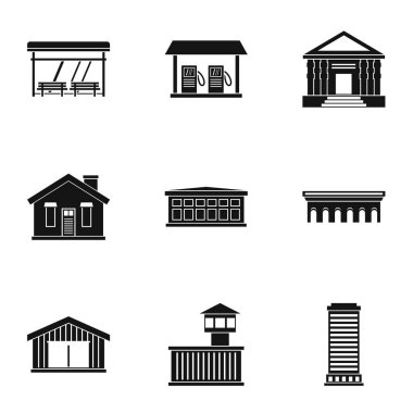 Şehir Icons set, basit tarzı inşaatı