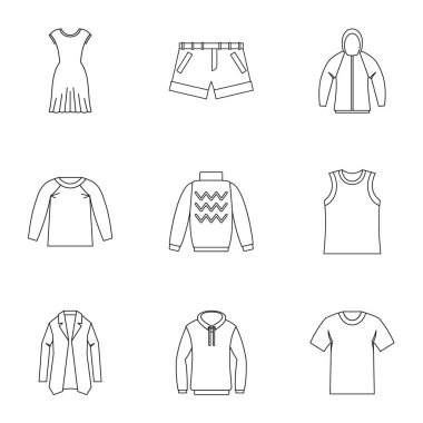 İç çamaşırı Icons set, anahat stili