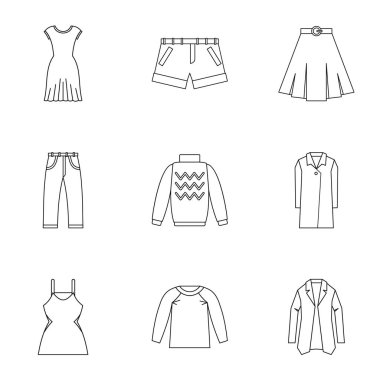 Giysi Icons set, anahat stili türleri