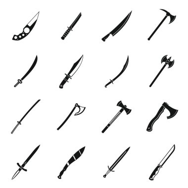 Çelik silah sembolleri Icons set, basit tarzı