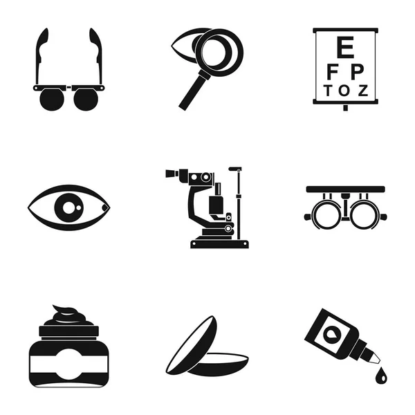 Jeu d'icônes d'examen des yeux, style simple — Image vectorielle