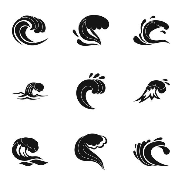 Набір піктограм морських хвиль, простий стиль — стоковий вектор