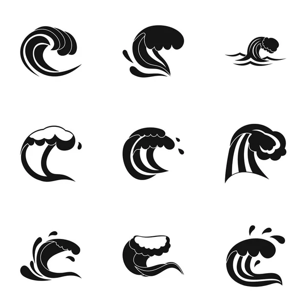 Ensemble d'icônes de marée, style simple — Image vectorielle
