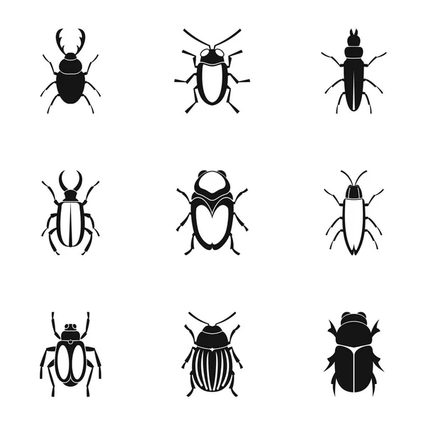 Bugs Icons gesetzt, einfacher Stil — Stockvektor