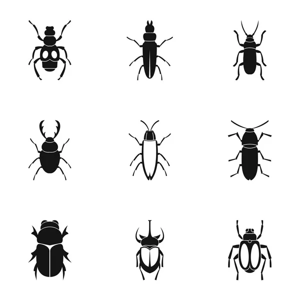 Rendelés coleoptera ikonok beállítása, egyszerű stílus — Stock Vector