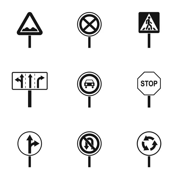 Sign warning icons set, simple style — Stock Vector