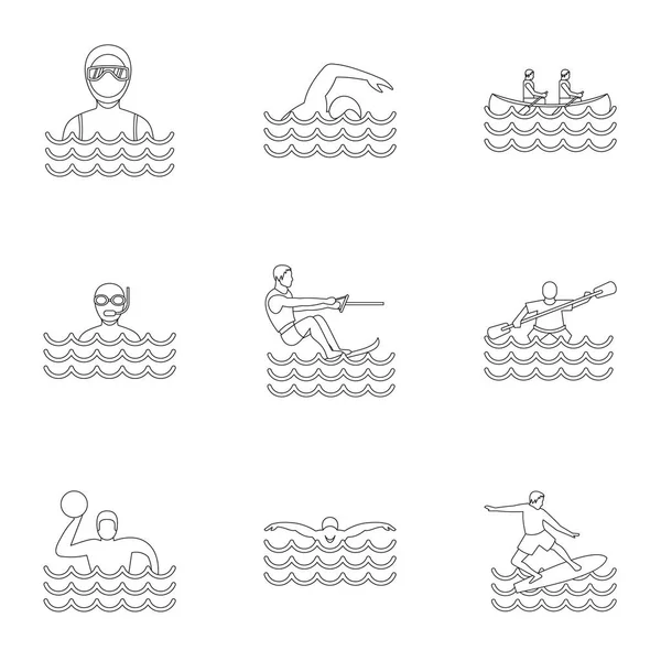Water stay icons set, outline style - Stok Vektor