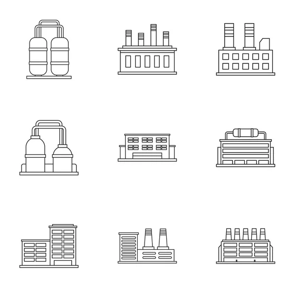 Zestaw przemysłowych ikon złożonych, styl konturu — Wektor stockowy
