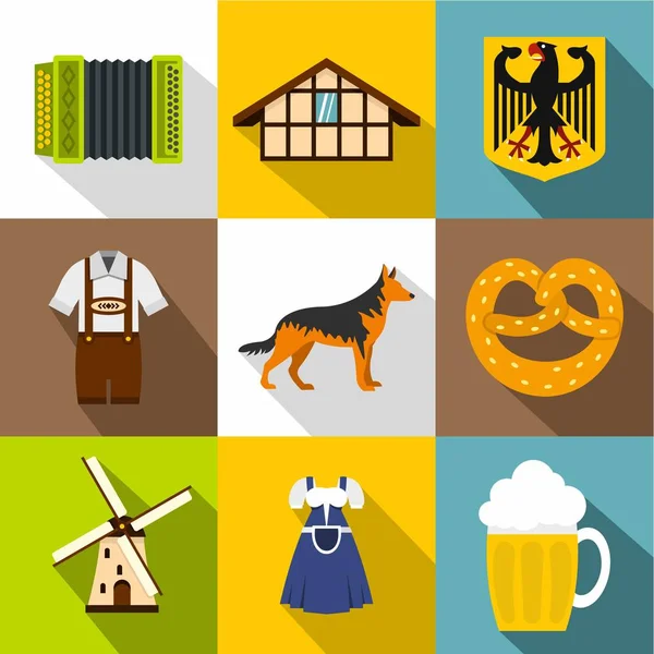 Country Germany icons set, flat style