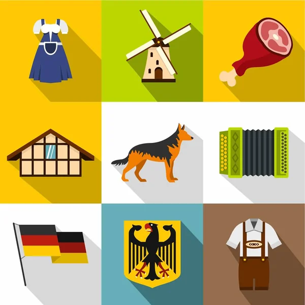 Republic of Germany icons set, flat style — Stock Vector