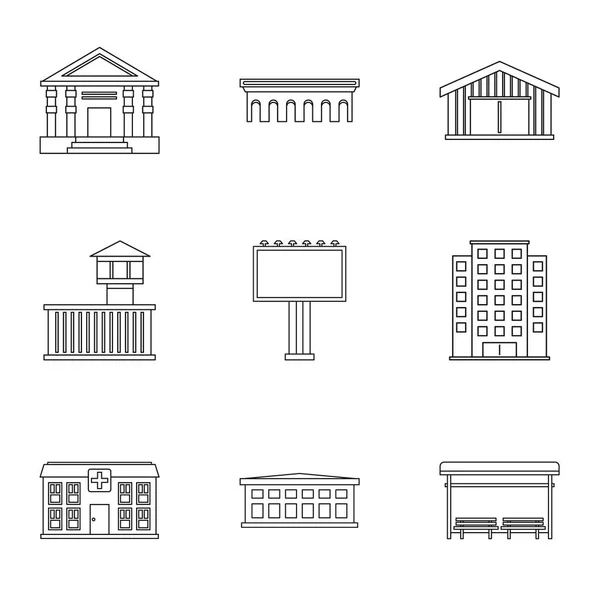 公共建筑图标设置、 大纲样式 — 图库矢量图片