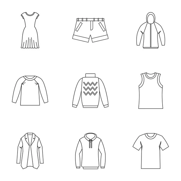 Conjunto de iconos de ropa interior, estilo de contorno — Vector de stock