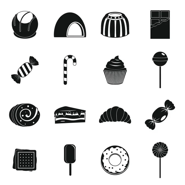 Sweets and candies icons set, simple style — Stock Vector