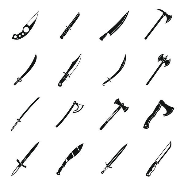 Steel arms symbols icons set, simple style