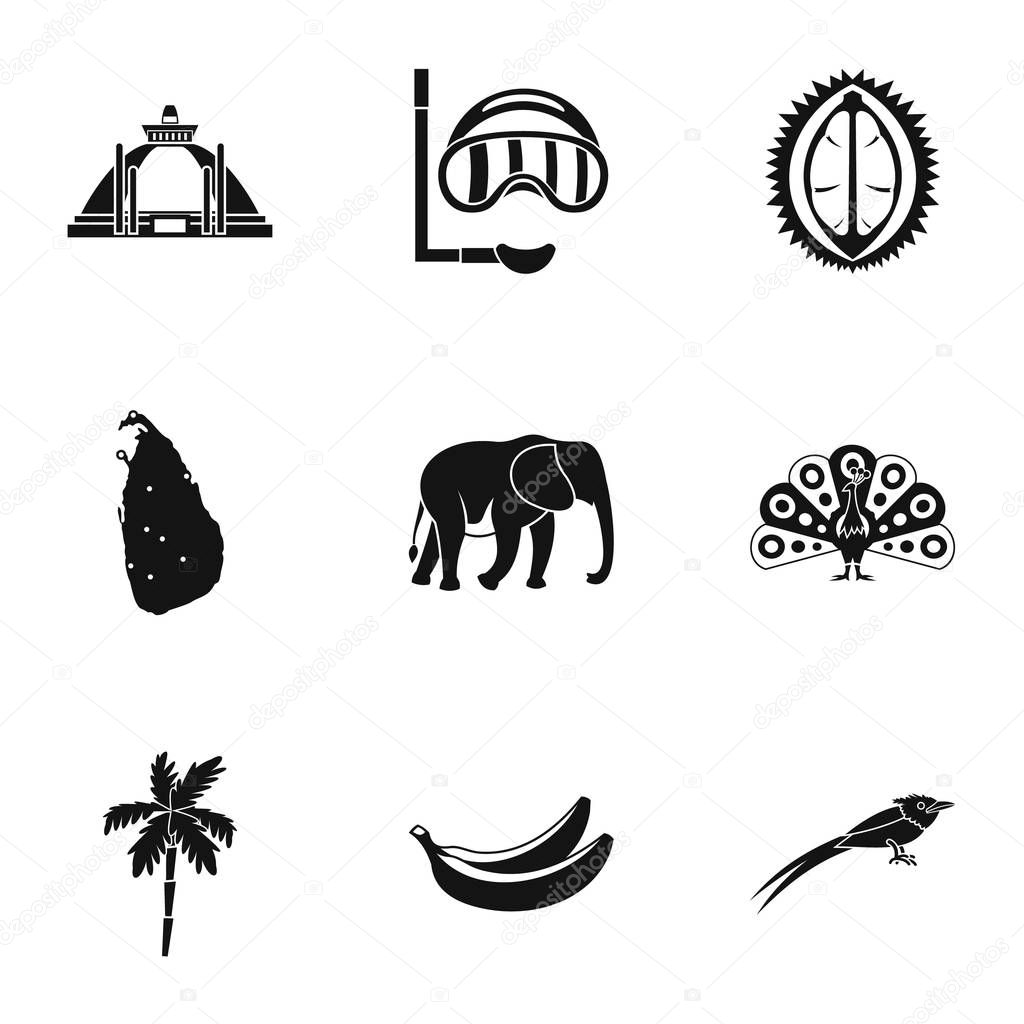 Sri Lanka icons set, simple style