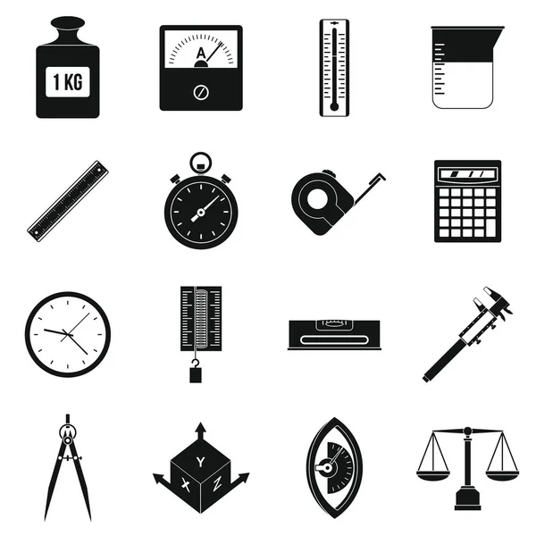 Measure precision icons set, simple style — Stock Vector