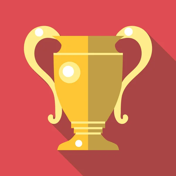 Золотий трофей Кубок значок, плоский стиль — стоковий вектор